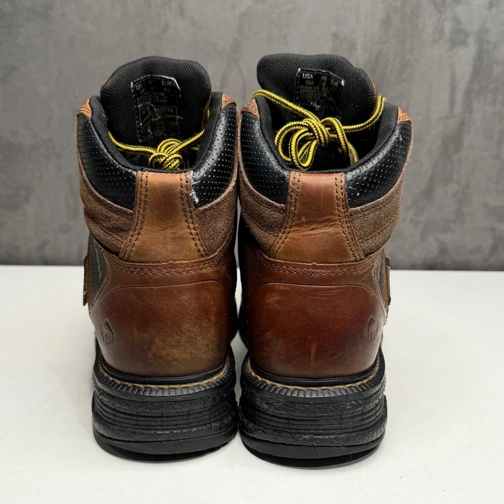 Wolverine‎ Raider Work Boots Mens 9 Brown Leather Waterproof Steel Toe Slip Res